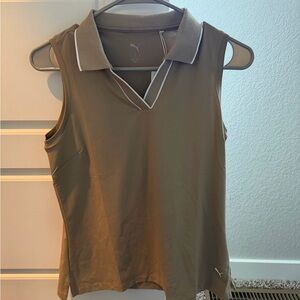 NWT Puma Women's Brown Sleeveless Polo Top
